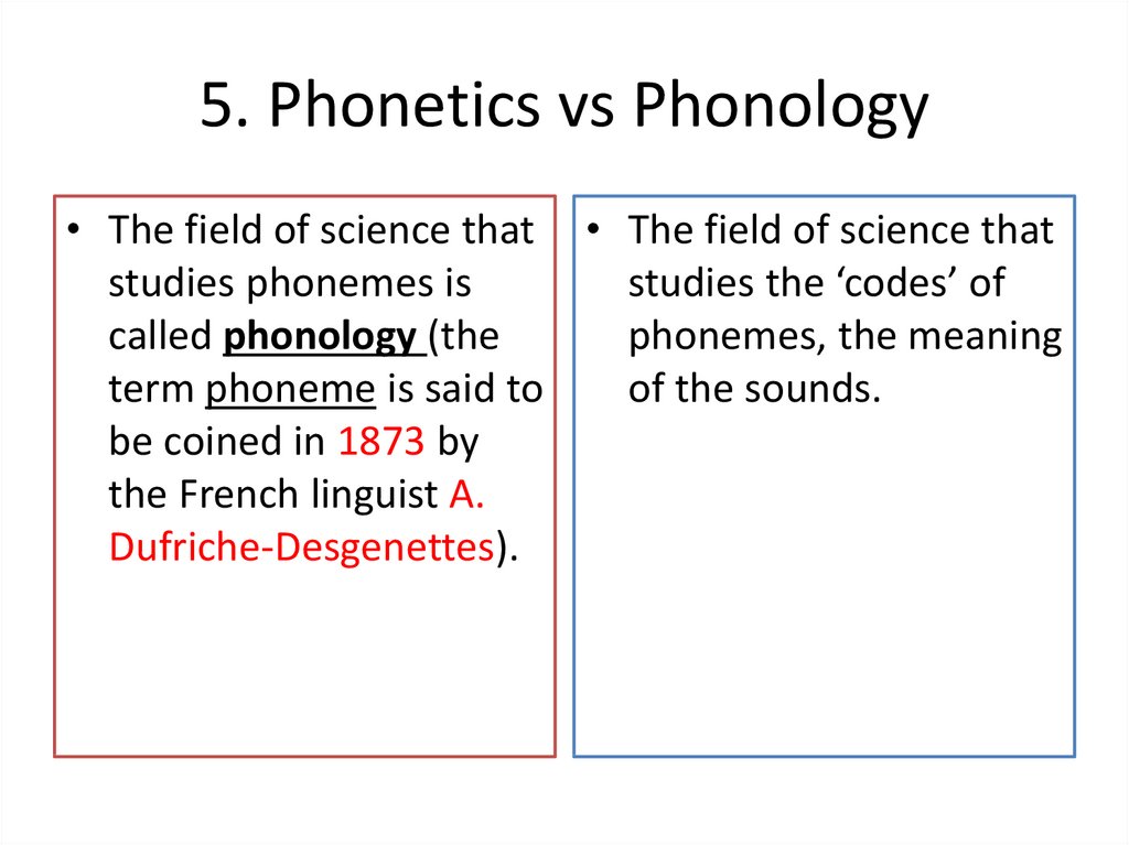 5. Phonetics vs Phonology