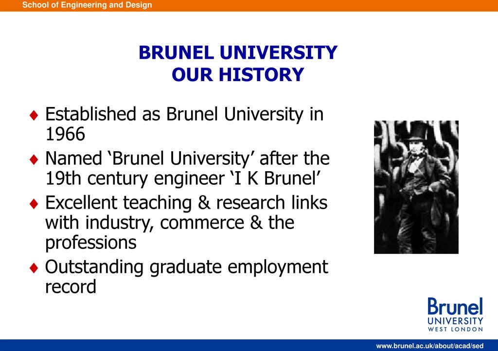 BRUNEL UNIVERSITY OUR HISTORY