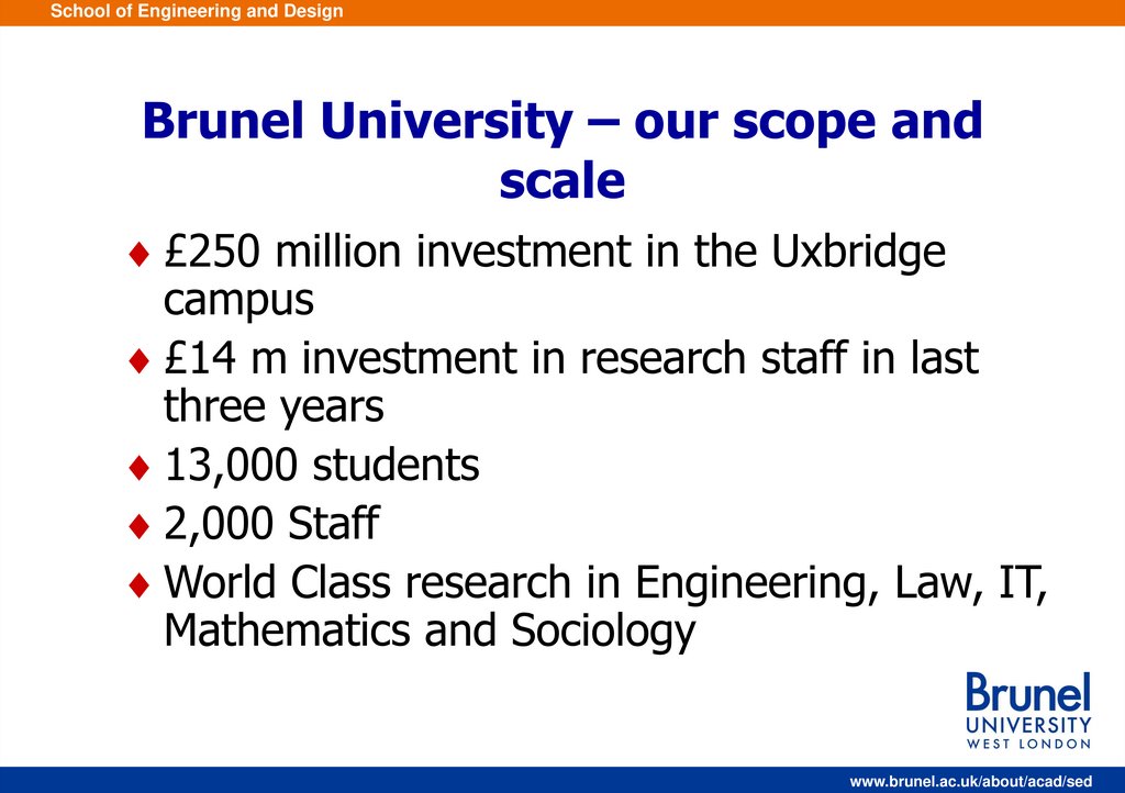 Brunel University – our scope and scale
