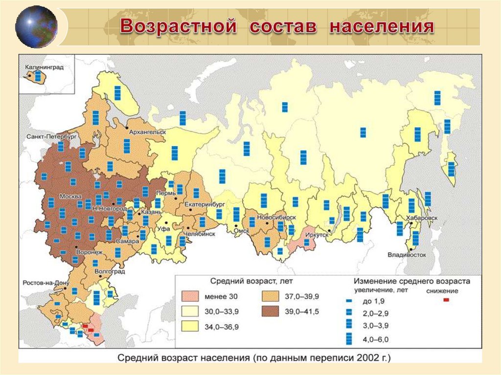 Карта россии численность населения карта