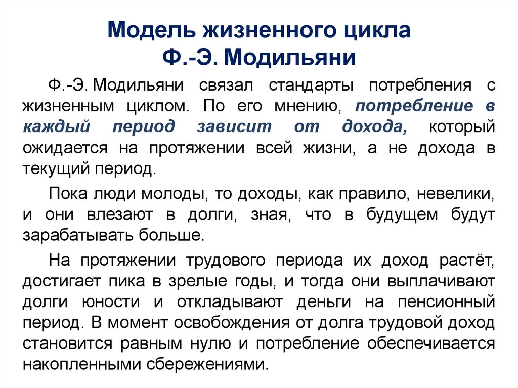 Цикл ф. Модель Франко Модильяни. Модель потребления ф. Модильяни;. Модель жизненного цикла ф. Модильяни. Ф.Модильяни концепция жизненного цикла.