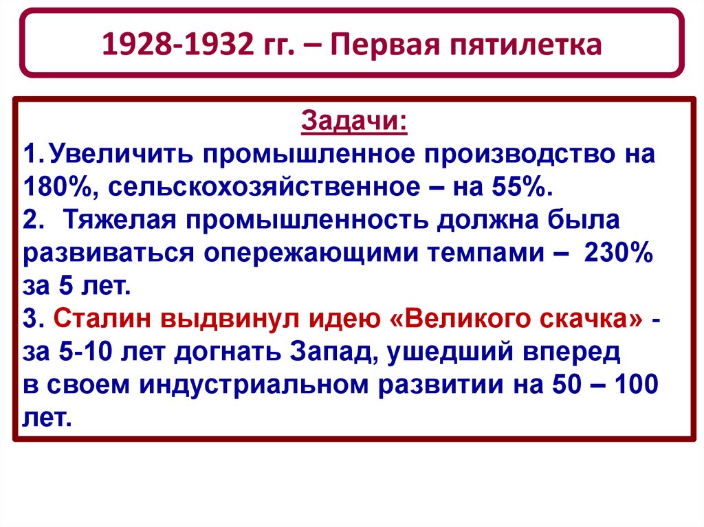 Первый пятилетний план был выполнен в четыре года в соответствии с повышенными показателями 1930 г