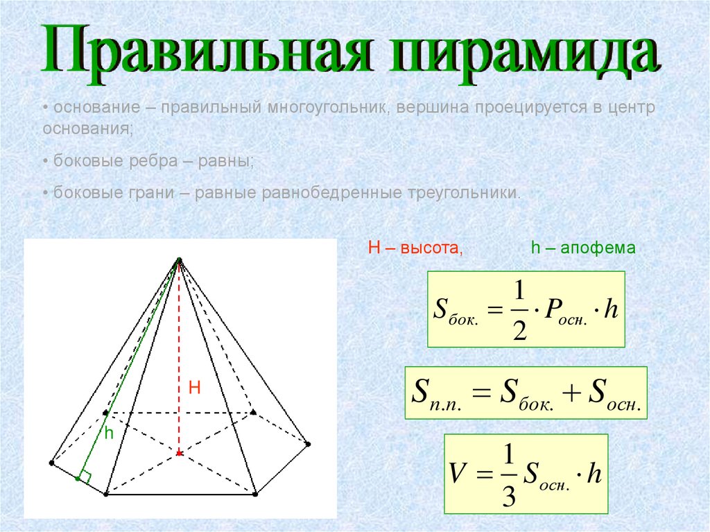 Формулы пирамиды геометрия 10 класс. Усеченная пирамида формулы площади. Правильная усечённая четырёхугольная пирамида формула. Что такое апофема правильной пирамиды. Апофема усеченной пирамиды формула.