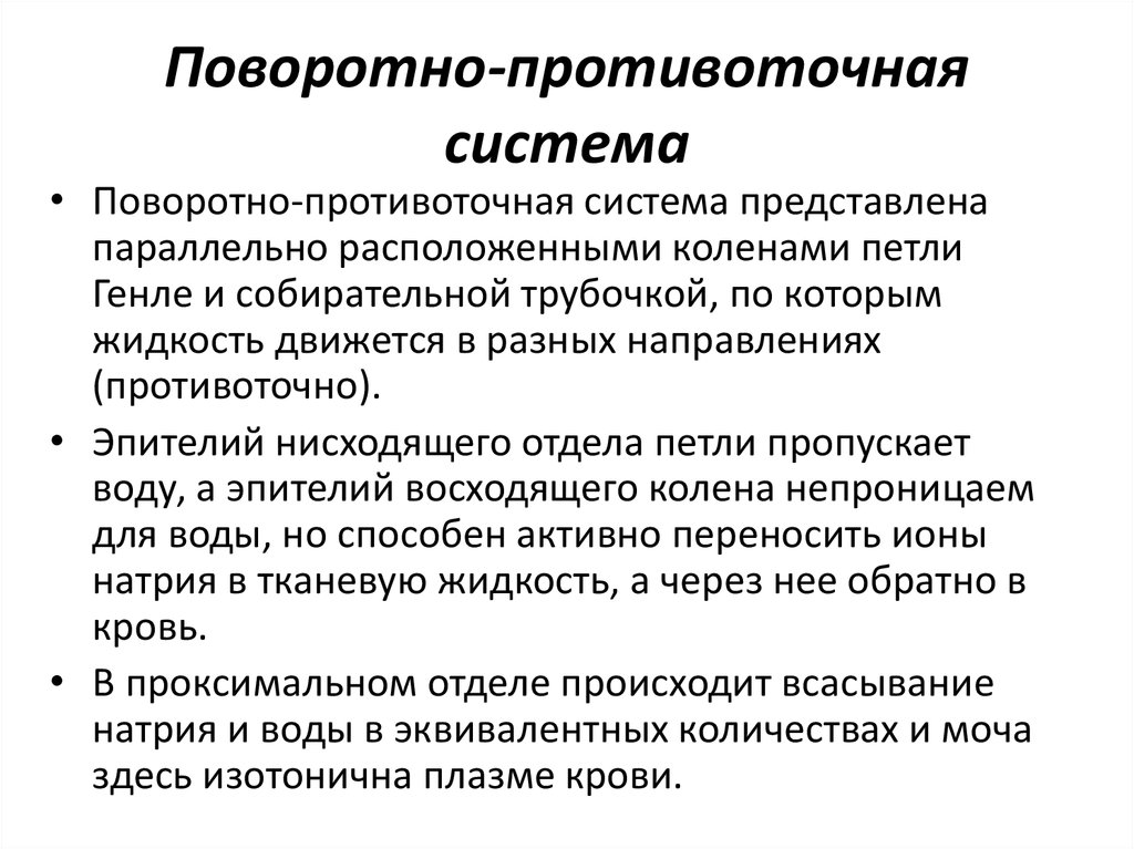 Схема противоточно множительной системы