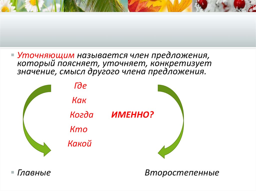 Уточняющие члены предложения презентация