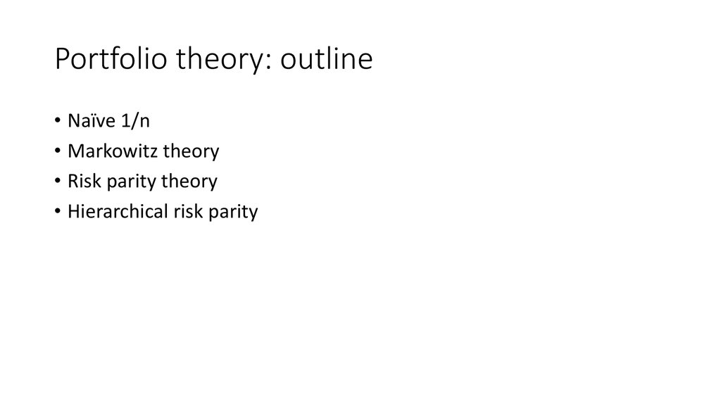 Portfolio theory: outline