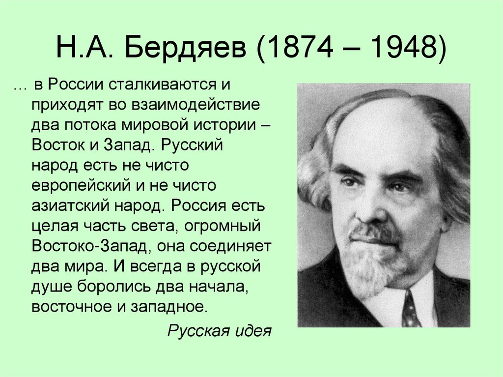 По мнению н. Н.А. Бердяев (1874 - 1948). Бердяев в русской философии. «Русская идея» н. а. Бердяева. Бердяев н.а. 