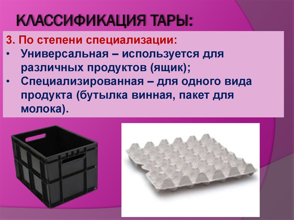 Виды тары. Тара и упаковка презентация. Классификация тары. Тара виды и классификация.