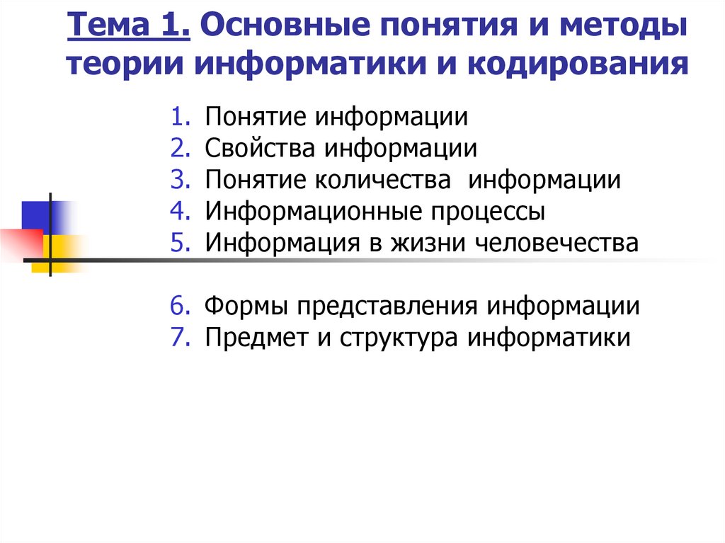 Основные понятия кодирования