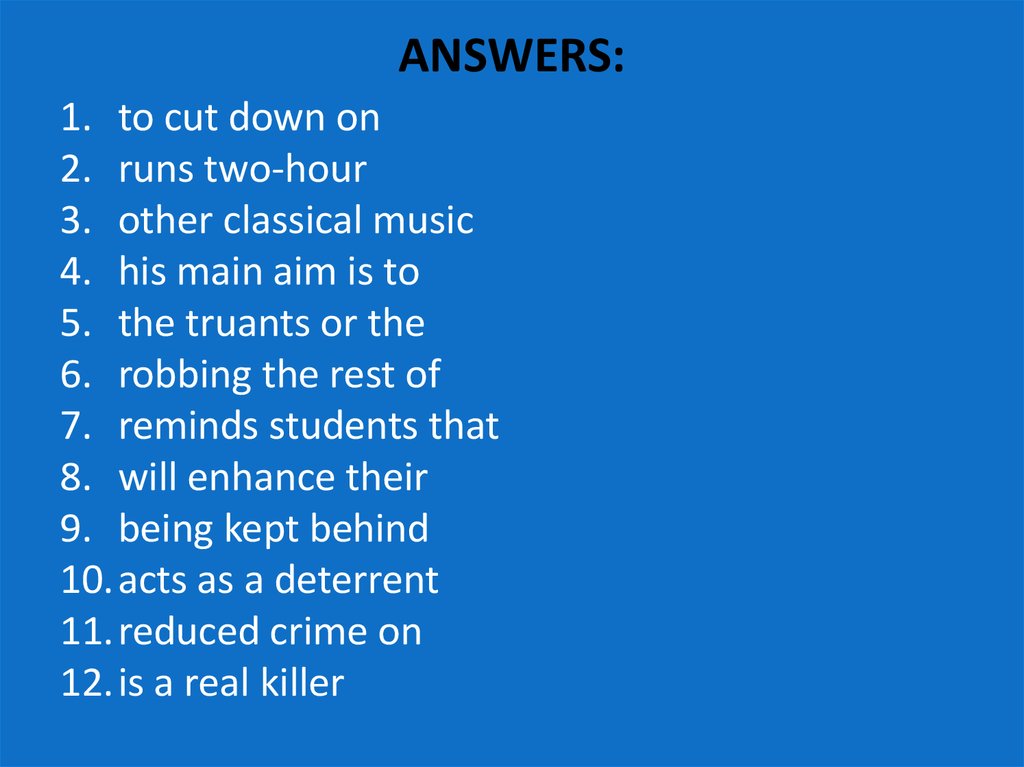ANSWERS: