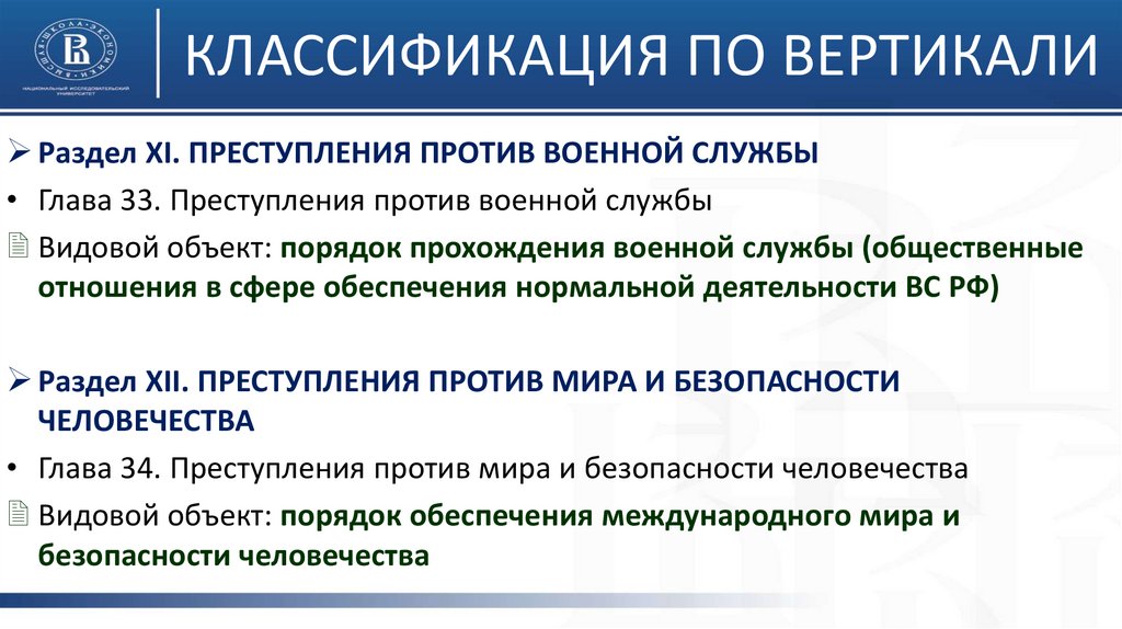 Классификации по вертикали