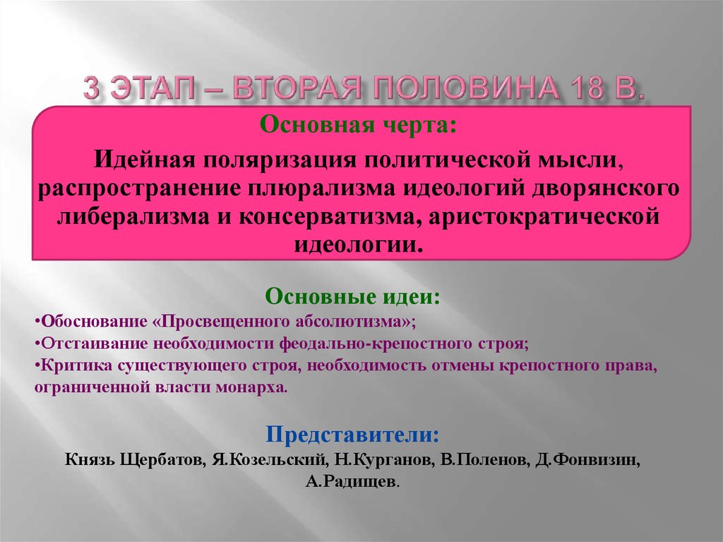 3 этап – вторая половина 18 в.