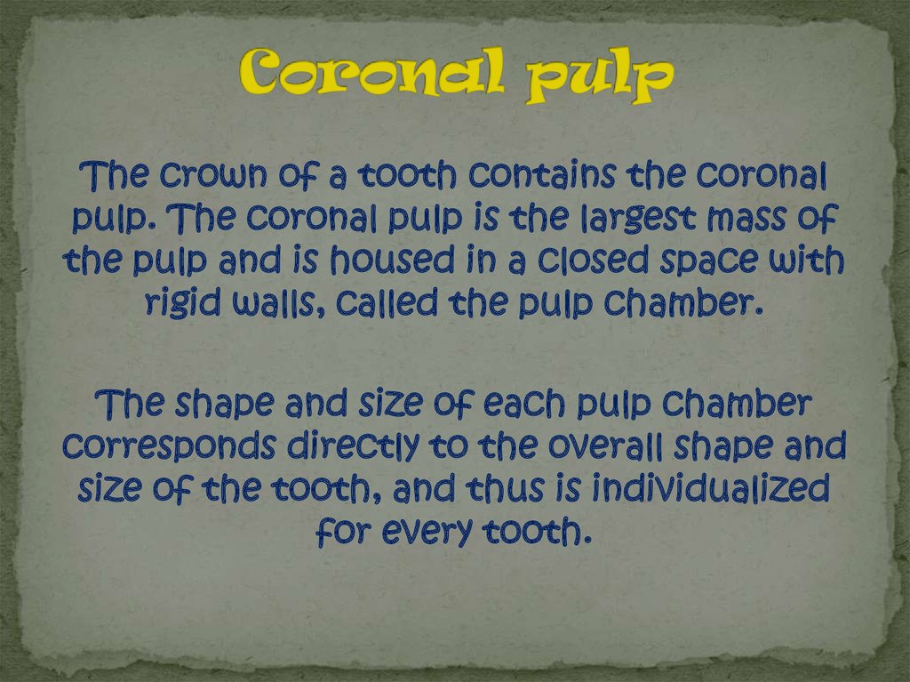 Coronal pulp
