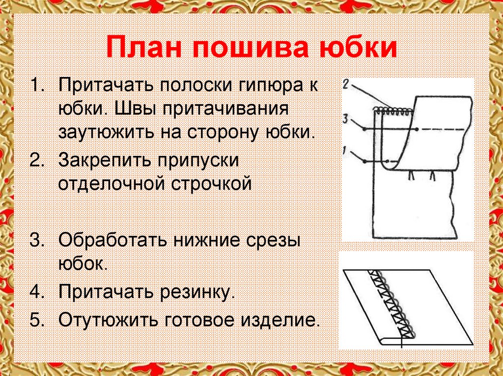 План изготовления юбки