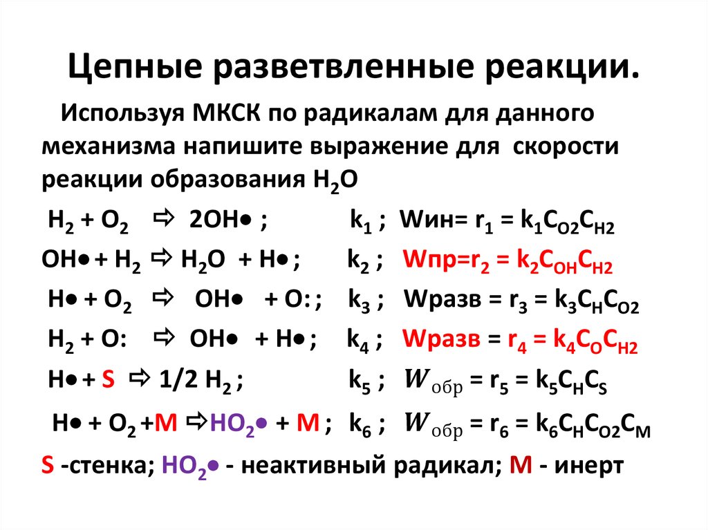 Определение цепных реакций. Примеры цепных реакций химия. Кинетика реакции для разветвленных цепей. Разветвленные цепные реакции Семенова. Простые и разветвленные цепные реакции.