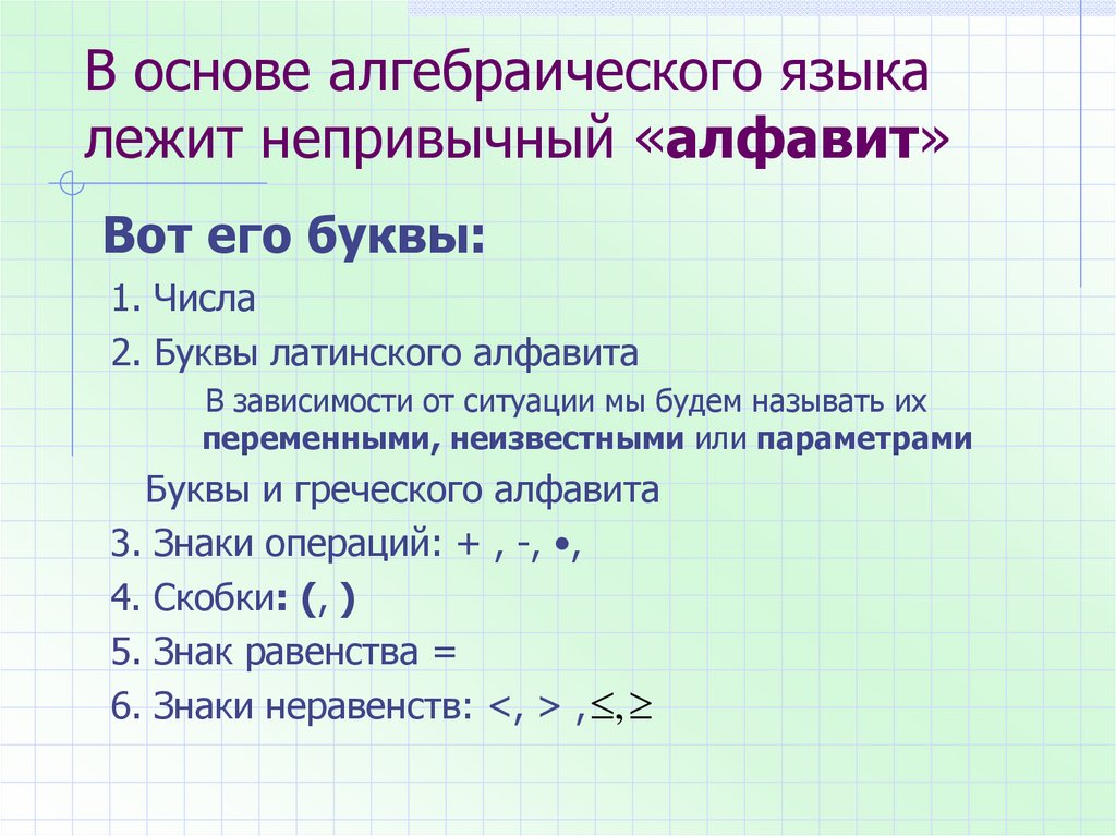 Проект зарождение алгебры 7 класс