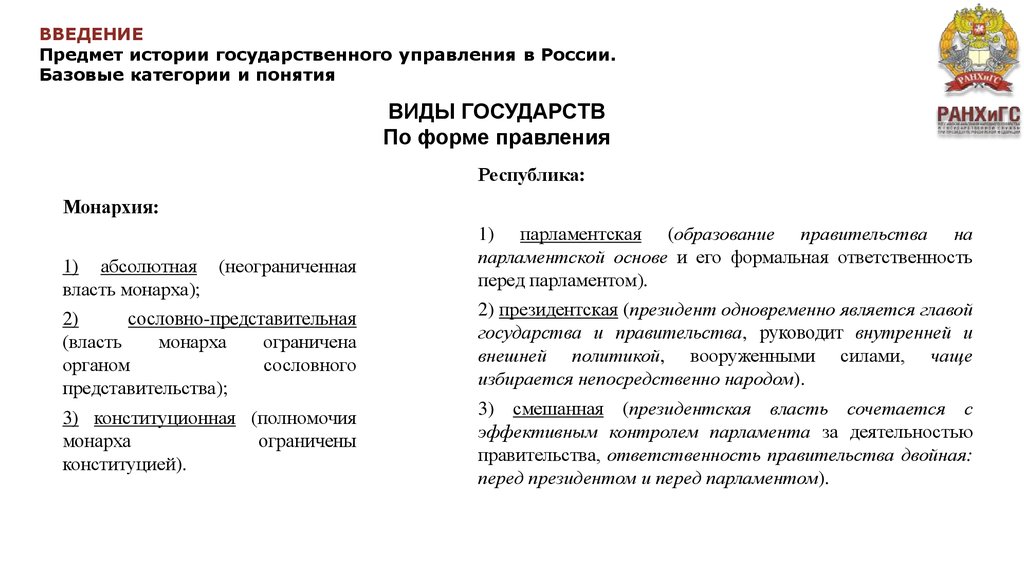 Неограниченная власть монарха. Государственный орган ограничивал власть монарха..