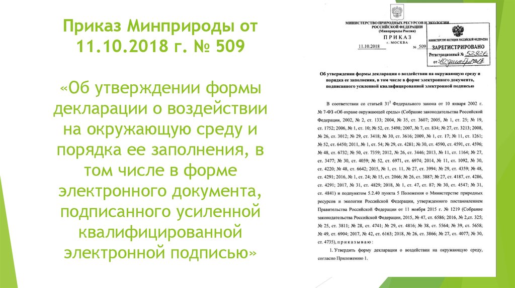 Приказ декларация о воздействии