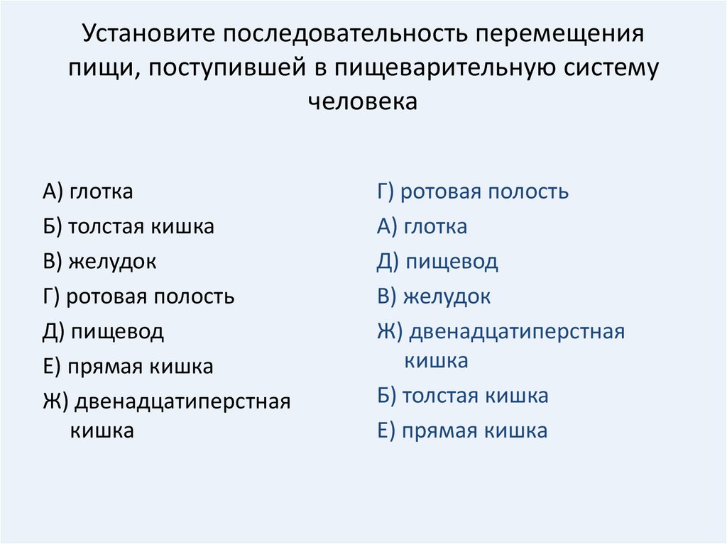 Установленный порядок жизни. Порядок передвижения пищи в пищеварительной системе. Последовательность перемещения пищи. Установите последовательность перемещения пищи. Последовательность перемещения пищи в пищеварительной системе.