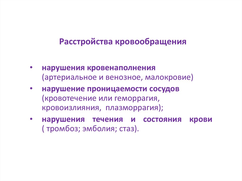 Нарушение кровообращения и лимфообращения патология презентация