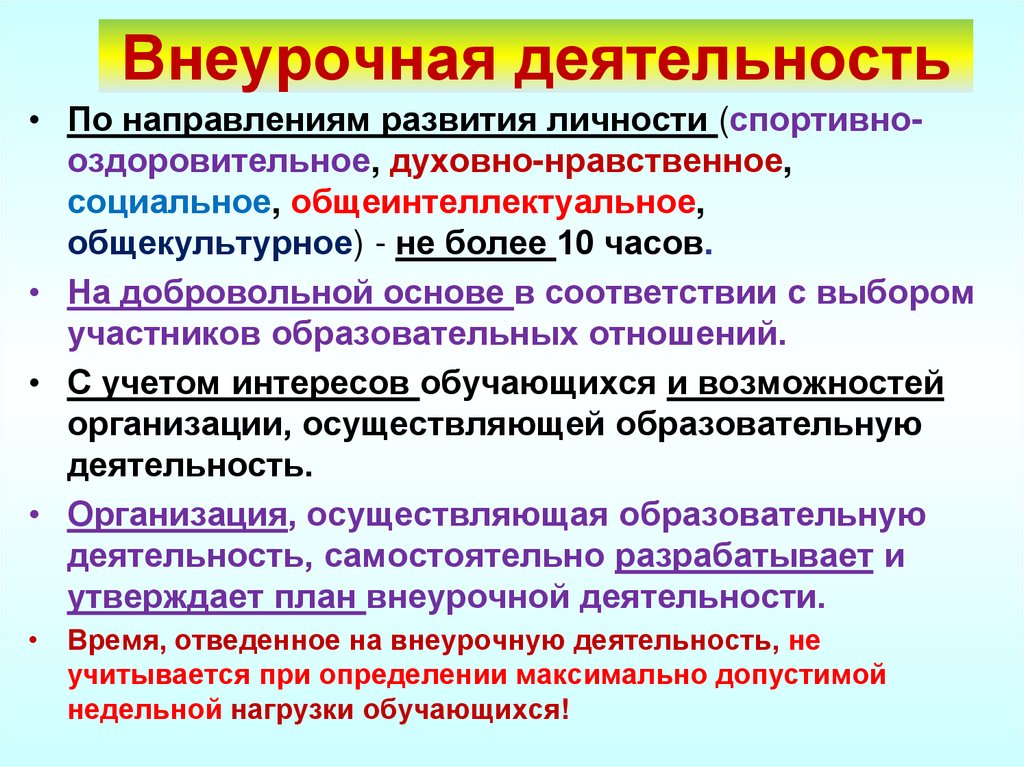 План внеурочной деятельности организованной в образовательной организации утверждается