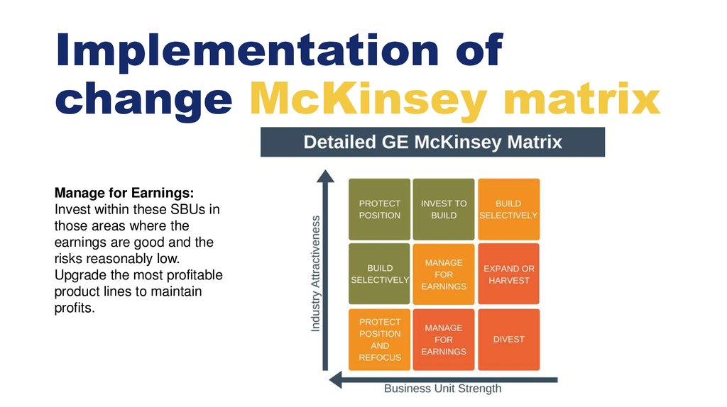 Implementation of change McKinsey matrix
