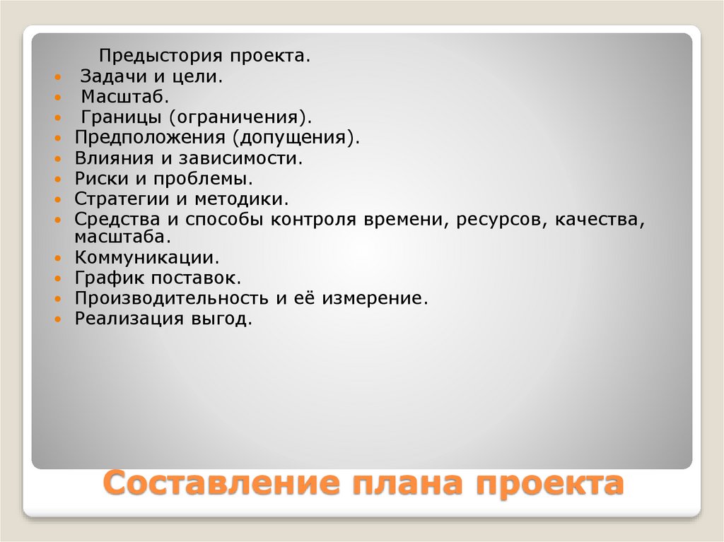 Тест завершающая стадия планирования предметной области проекта