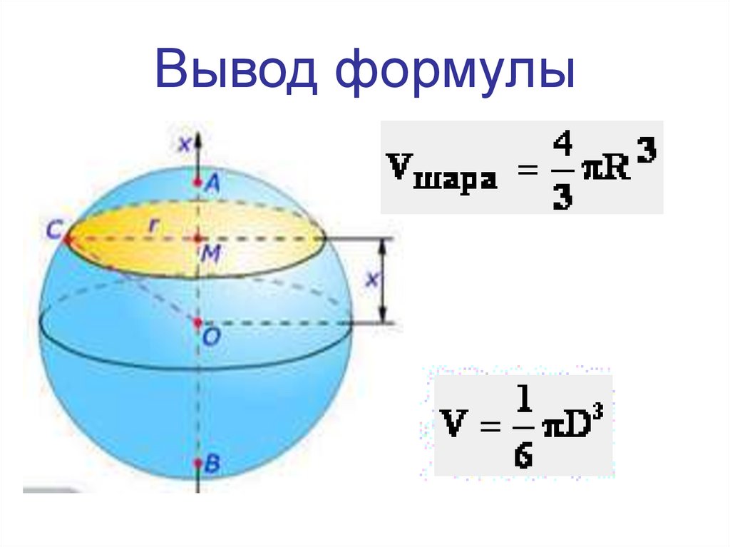 Шар формулы площади и объема. Объём шара формула через радиус. Вывод формулы объема шара. Формулы шара и сферы. Выведите формулу для площади поверхности шара.