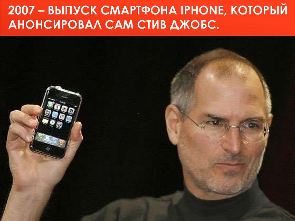 2007 – выпуск смартфона iPhone, который анонсировал сам Стив Джобс.