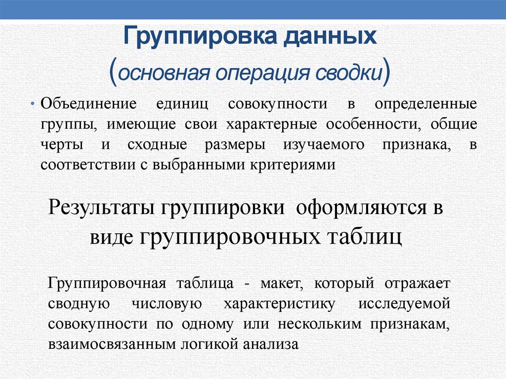 Группировка данных