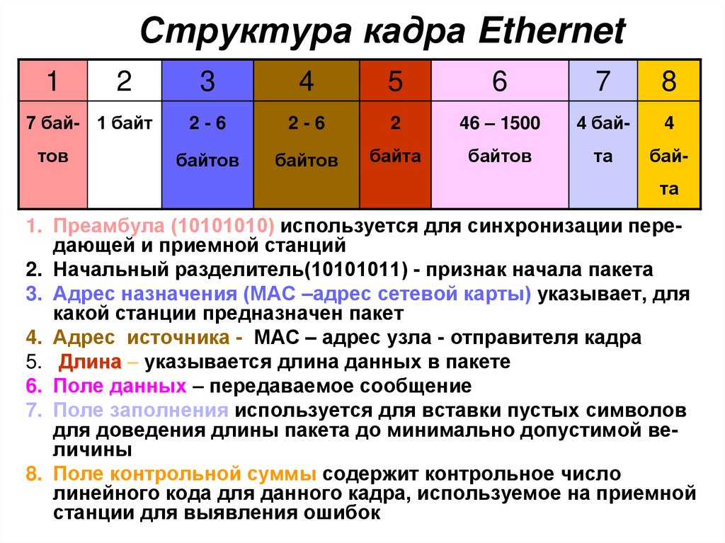 Структура кадра Ethernet