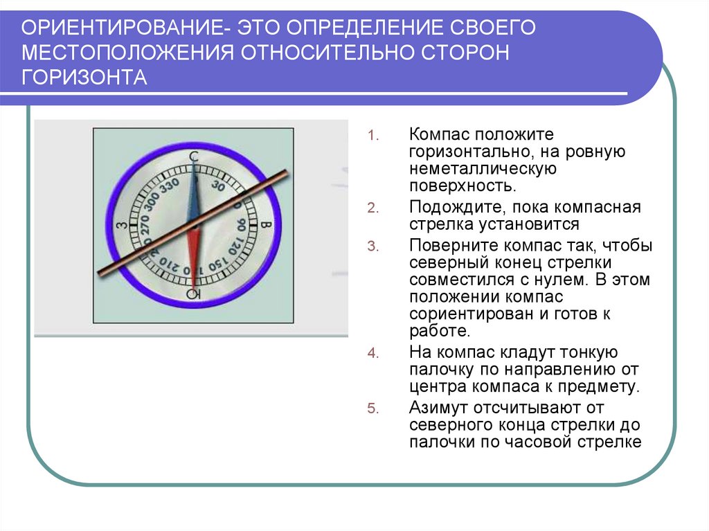 Положите компас в центр нарисованного круга сориентируйте рисунок и определите азимут