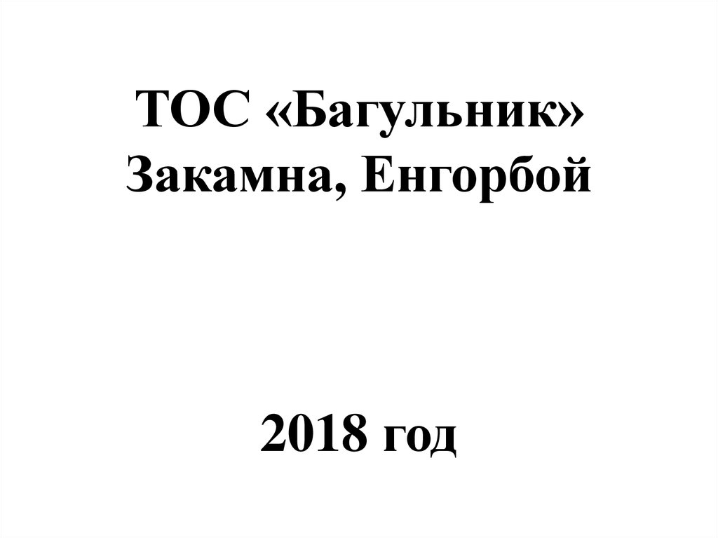 ТОС «Багульник» Закамна, Енгорбой 2018 год