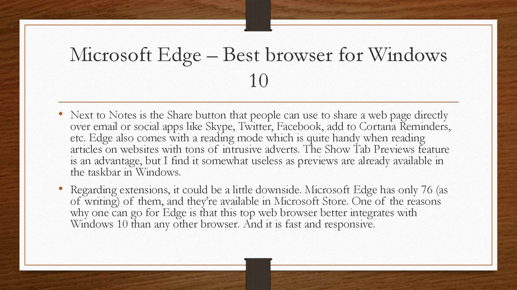 Microsoft Edge – Best browser for Windows 10