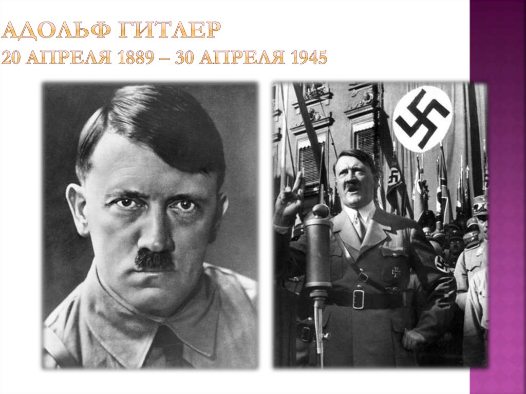 Адольф Гитлер 20 апреля 1889 ‒ 30 апреля 1945