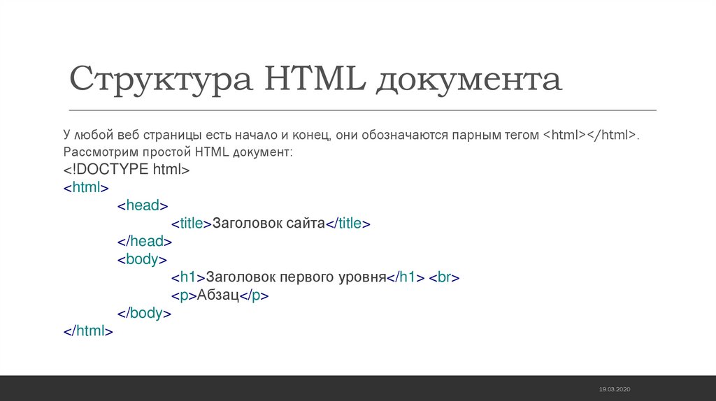 2.Структура html документа. Структура html страницы. Фон документа html