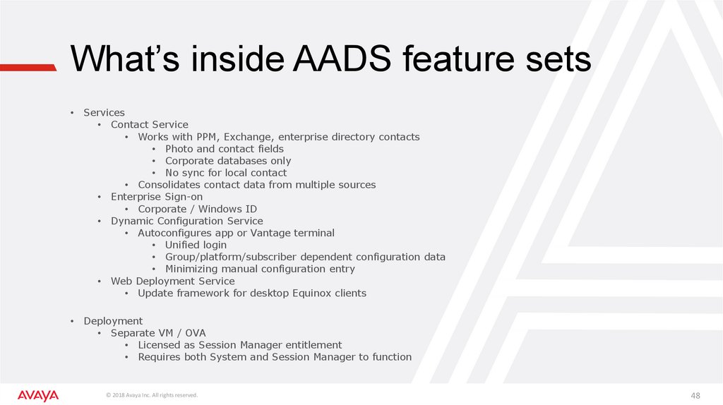 What’s inside AADS feature sets