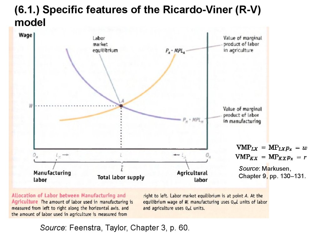 (6.1.) Specific features of the Ricardo-Viner (R-V) model