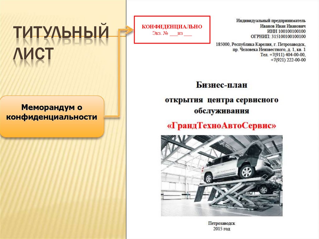 Меморандум о конфиденциальности бизнес плана