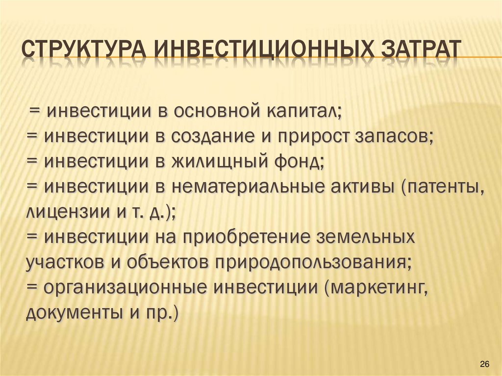 Структура инвестиционного плана