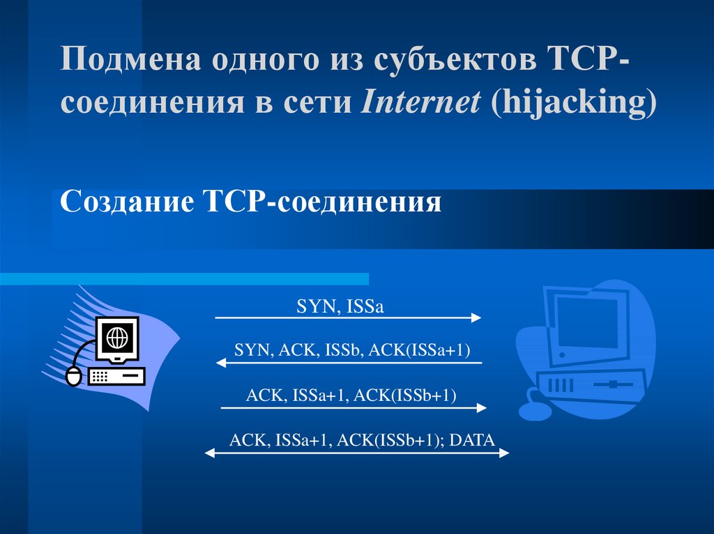Подмена одного из субъектов TCP-соединения в сети Internet (hijacking)