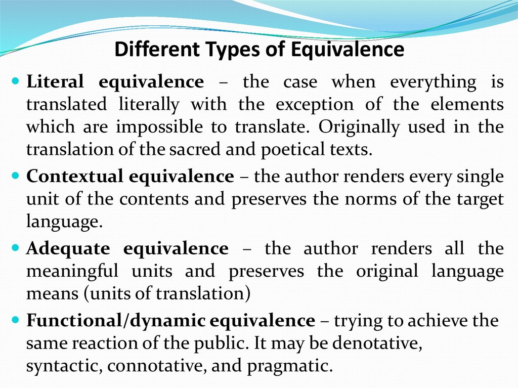 Different Types of Equivalence