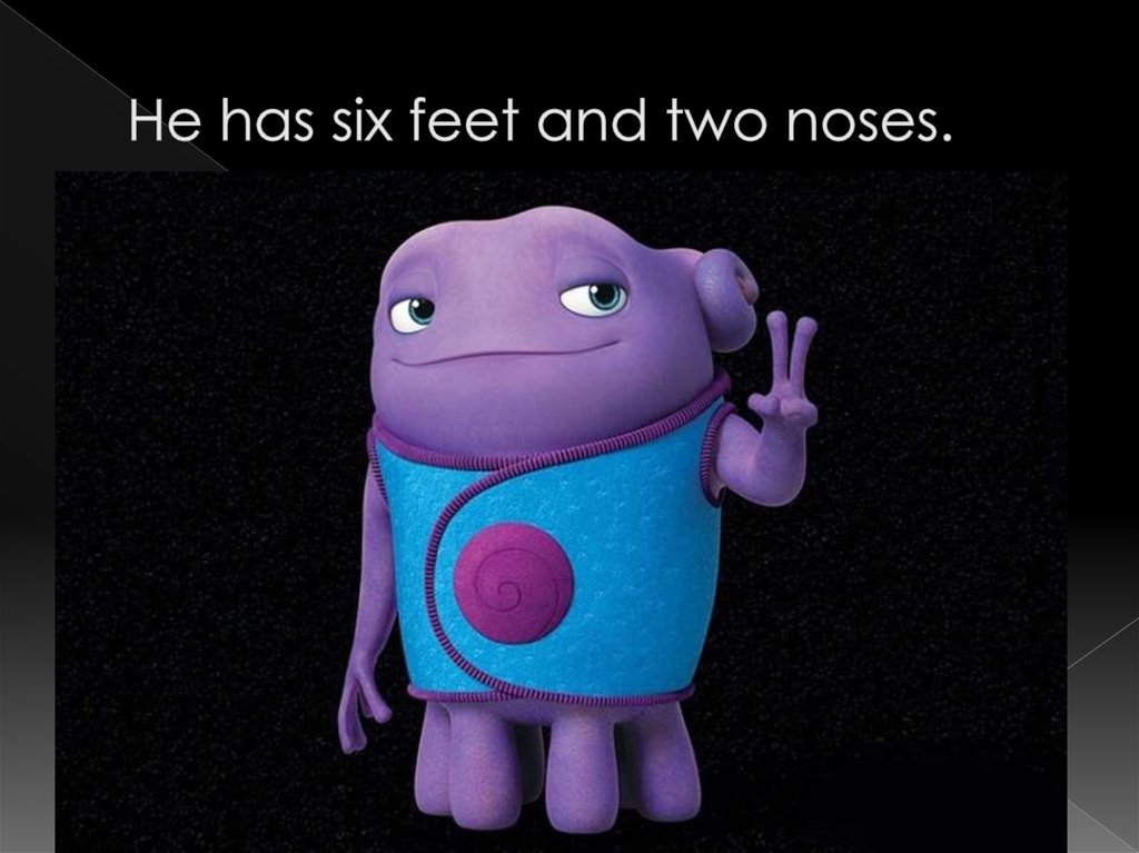 He has six feet and two noses.