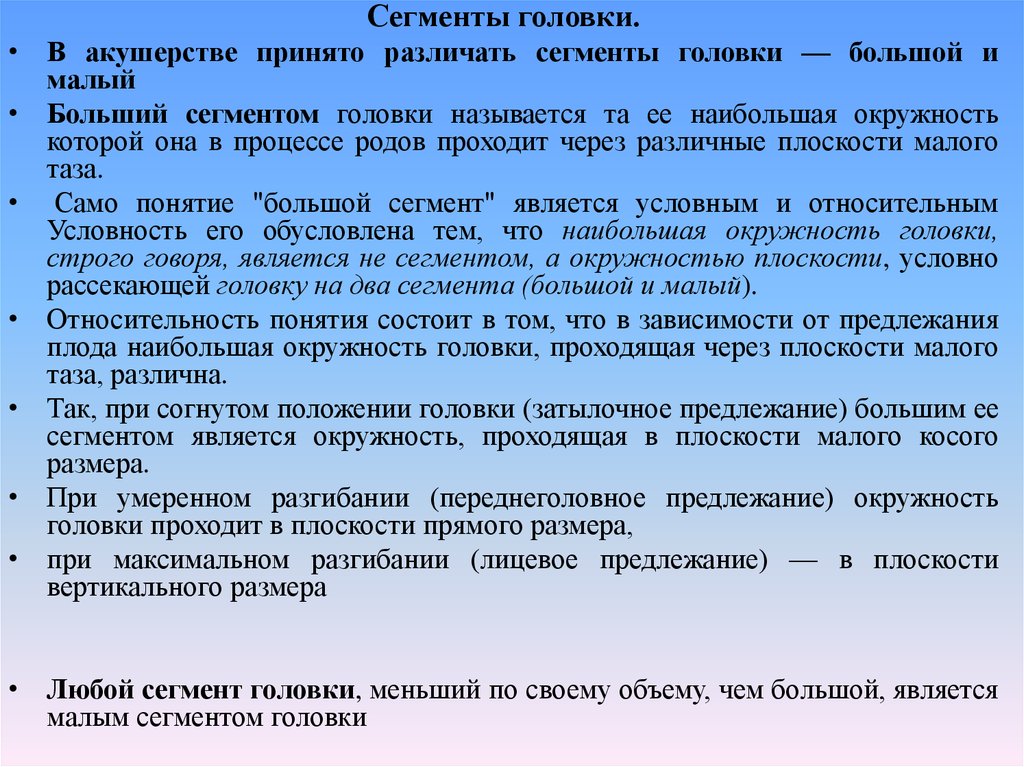 Малый сегмент плода. Малый сегмент плода