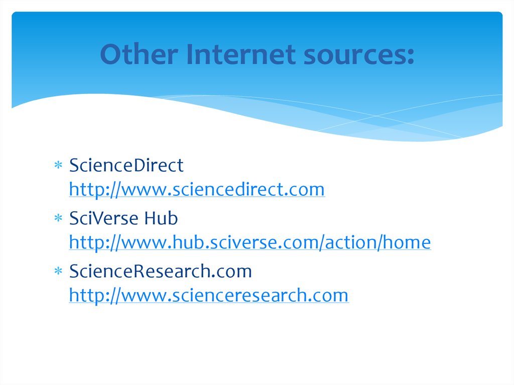 Other Internet sources: