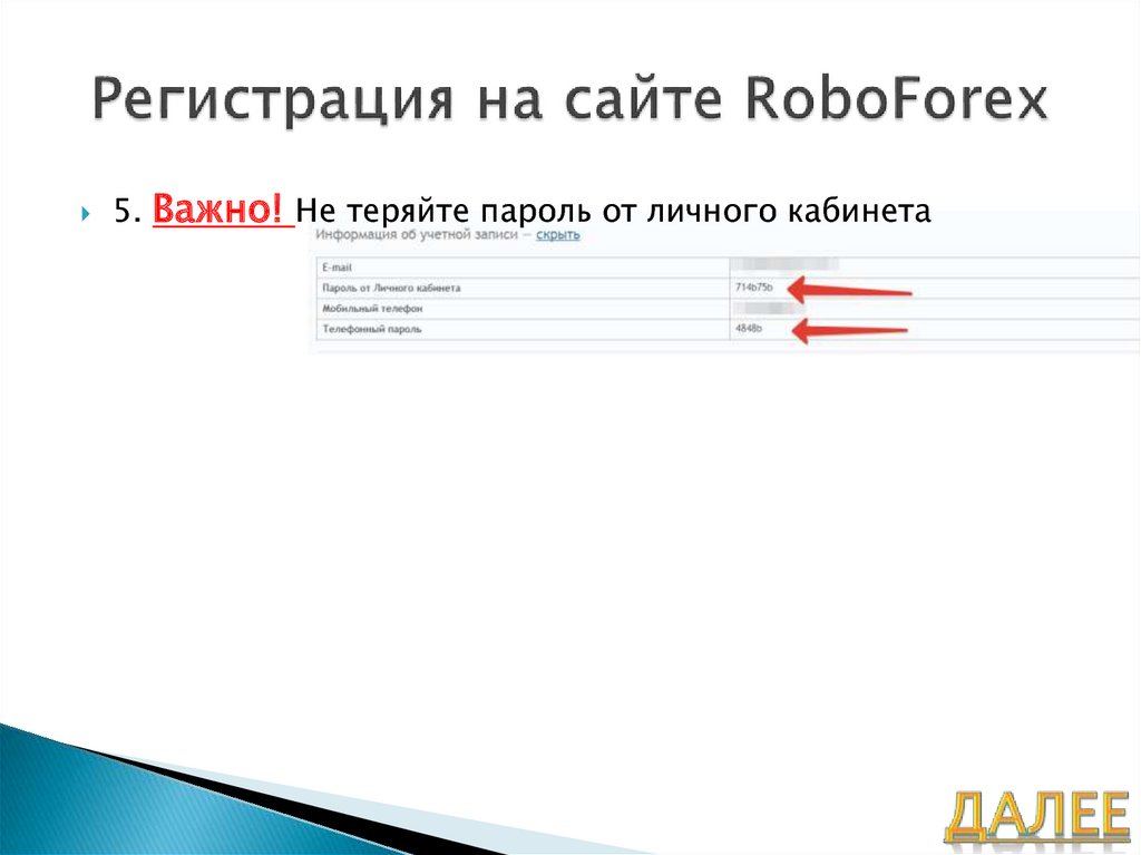 Регистрация на сайте RoboForex