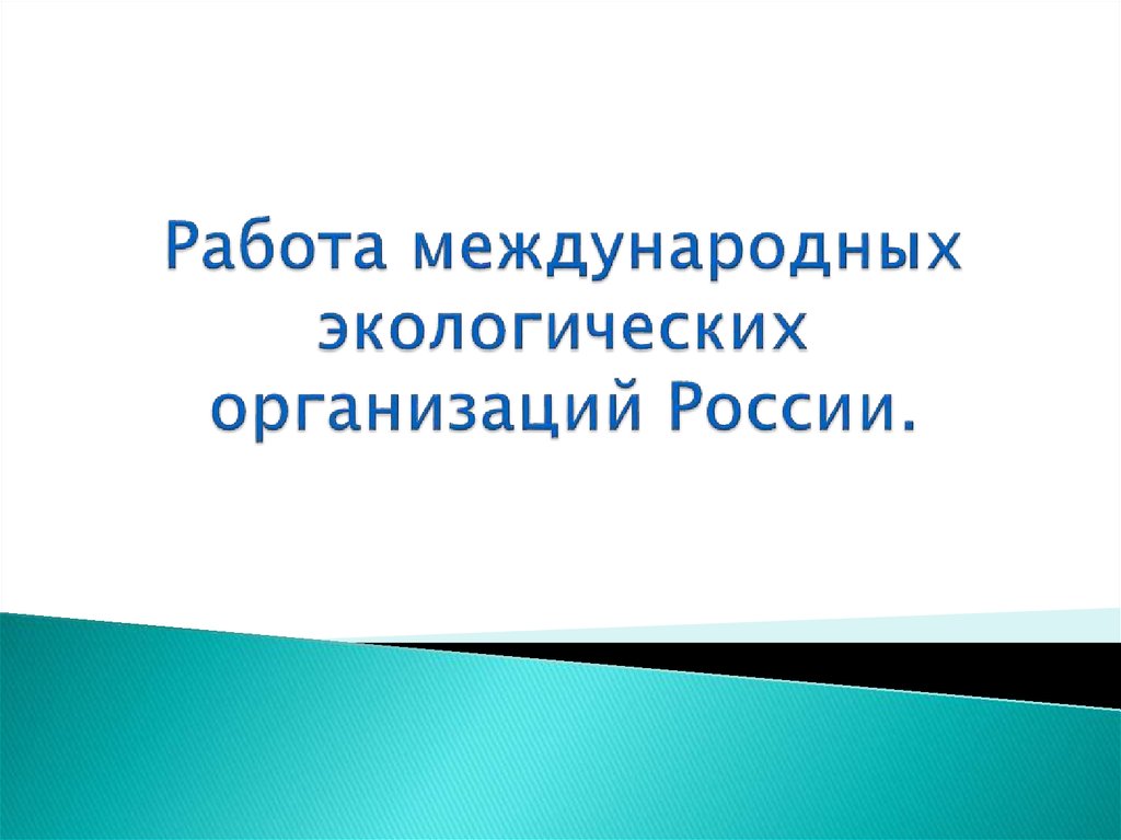 Работа международных экологических организаций России.