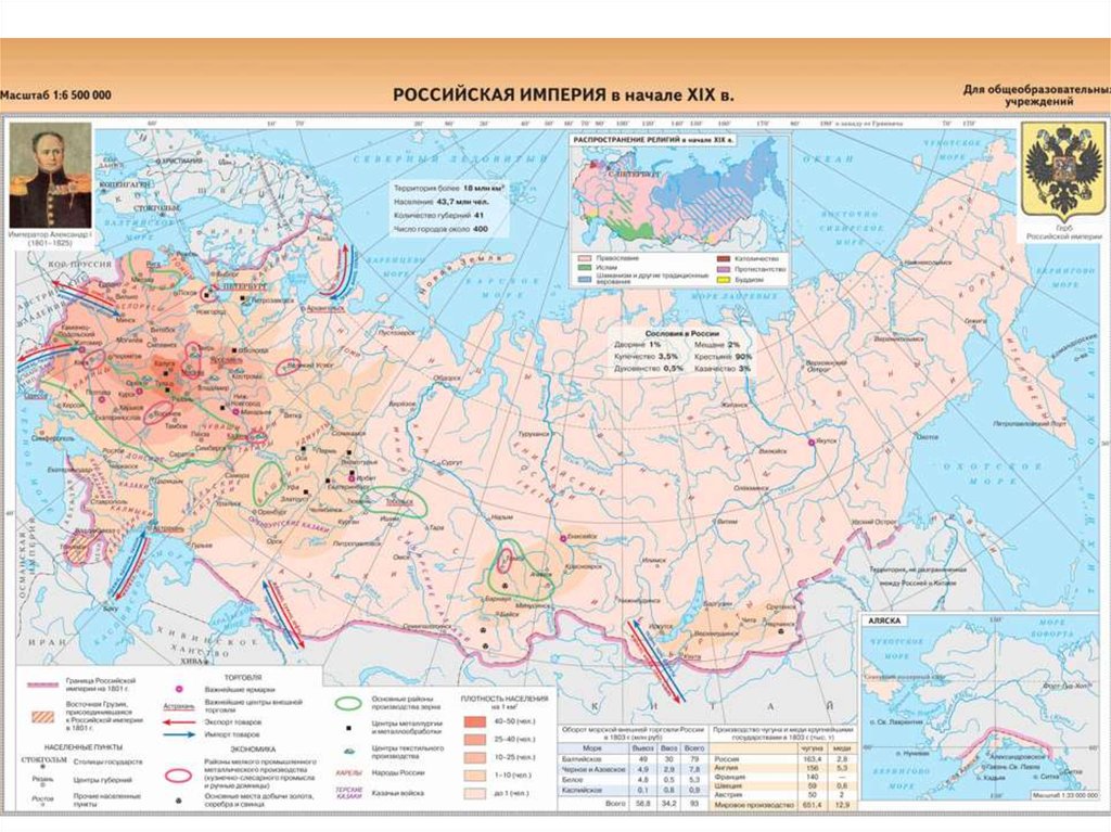 Карта российской империи 1850