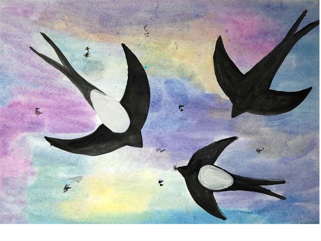 Изо 2 класс небо. Рисование перелетные птицы. Рисование перелетные птицы подготовительная группа. Ласточки живопись. Ласточка рисунок.