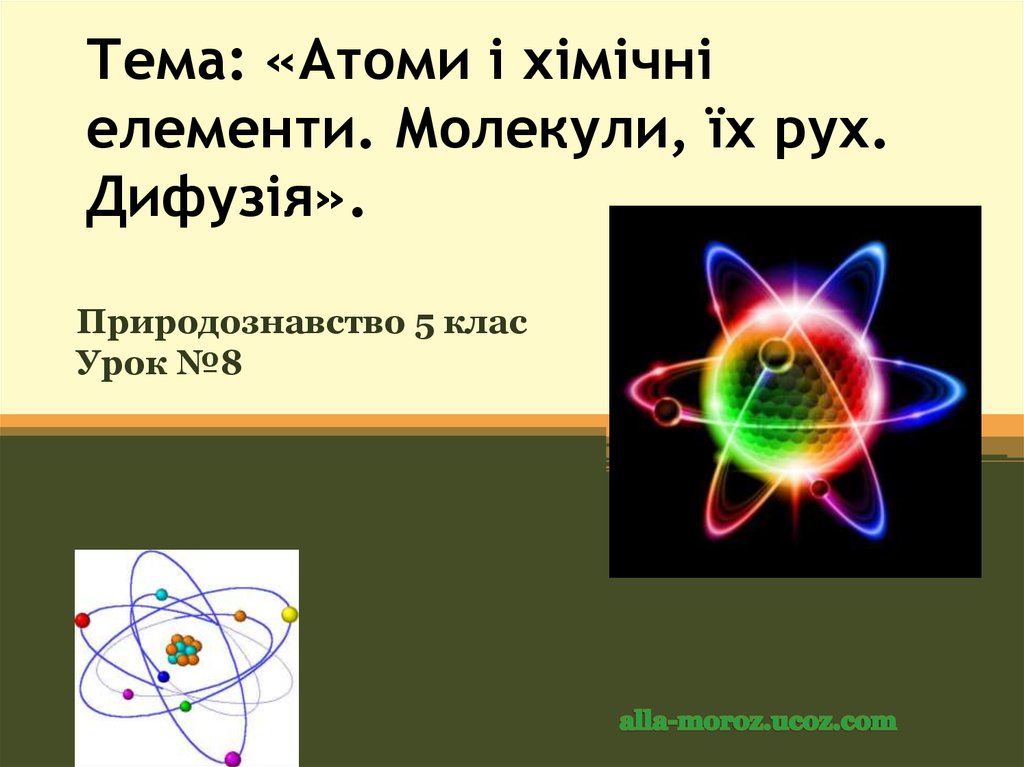 Тема: «Атоми і хімічні елементи. Молекули, їх рух. Дифузія».
